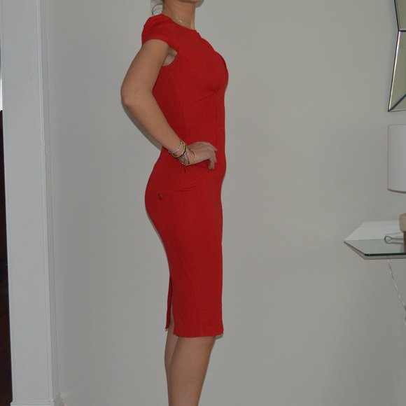 ASOS Red Pencil party Dress size 2 - Picture 3 of 4